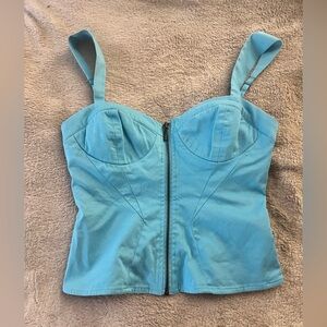 Bebe Aqua Bustier Top with Front Zipper XXS